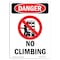 Signmission OSHA Danger Sign, No Climbing, 10in X 7in Rigid Plastic, 7" W, 10" L, Portrait, No Climbing OS-DS-P-710-V-2103 - alternate 1